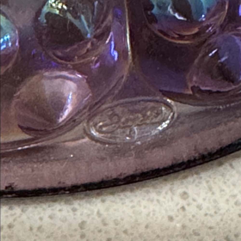 Fenton Hobnail Pedestal Candle Holder Center Piece in purple iridescent - Picture 4 of 6